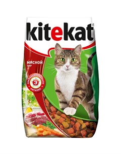 Мясной Пир полнорационный сухой корм для кошек с говядиной 800 г Kitekat