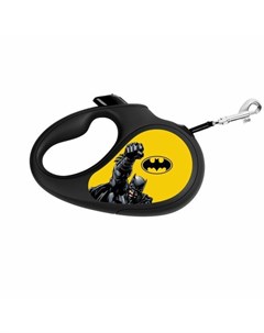 Поводок рулетка с рисунком Бэтмен Желтый размер M до 25 кг 5 м черный Waudog