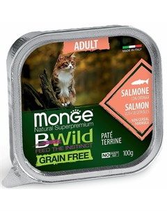 Cat BWild Grain Free полнорационный влажный корм для кошек беззерновой паштет с лососем и овощами в  Monge