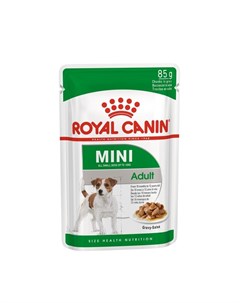 Mini Adult полнорационный влажный корм для взрослых собак мелких пород кусочки в соусе в паучах 85 г Royal canin