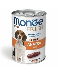 Dog Fresh Chunks in Loaf полнорационный влажный корм для собак с мясным рулетом из утки кусочки в па Monge