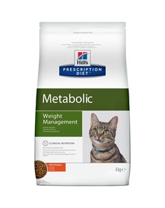 Prescription Diet Cat Metabolic сухой диетический корм для кошек для снижения и контроля веса с кури Hill`s
