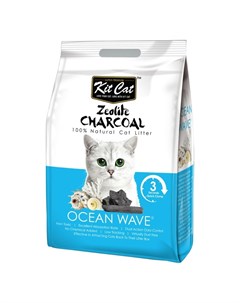 Zeolite Charcoal Ocean Wave цеолитовый комкующийся наполнитель с ароматом океанского бриза 4 кг Kit cat