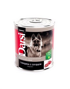 Adult полнорационный влажный корм для собак паштет с говядиной и сердцем в консервах 850 г Darsi