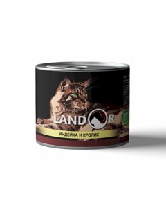 Влажный корм для кошек с индейкой и кроликом в консервах 200 г Landor