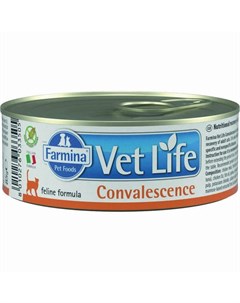 Влажный корм Vet Life Convalescence для взрослых кошек в восстановительный и послеоперационный перио Farmina