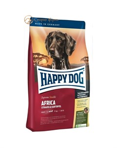 Supreme Sensible Africa полнорационный сухой корм для собак средних и крупных пород при пищевой алле Happy dog