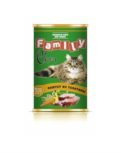 Family влажный корм для кошек паштет из телятины в консервах 415 г Clan