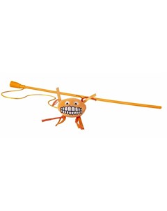 Catnip Flossy Magic Stick Orange игрушка дразнилка для кошек в виде удочки с плюшевым мячом оранжева Rogz