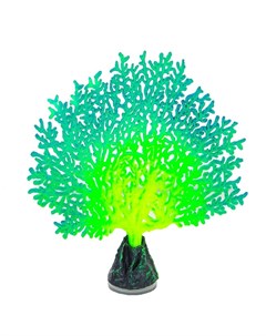 Флуоресцентная аквариумная декорация коралл веерный зеленый 13 5х3х16 см Gloxy