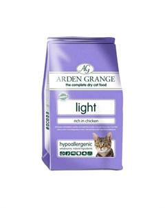 Сухой беззерновой диетический корм Adult Cat Light для взрослых кошек с курицей и рисом 2 кг Arden grange
