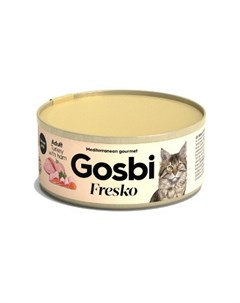 Влажный корм Fresko для взрослых кошек с индейкой и ветчиной 70 г Gosbi