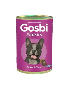 Влажный корм Plaisirs для взрослых собак с индейкой и тунцом 400 г Gosbi