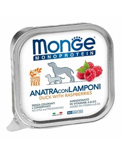 Dog Natural Monoprotein Fruits полнорационный влажный корм для собак беззерновой паштет с уткой и ма Monge