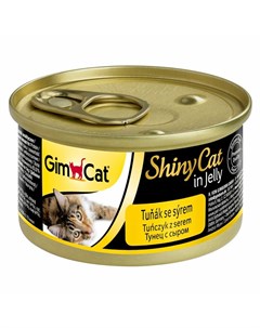 ShinyCat влажный корм для кошек из тунца с сыром кусочки в желе в консервах 70 г Gimcat