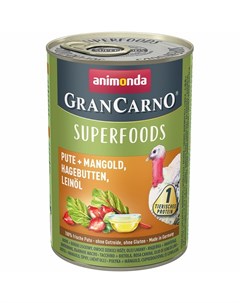 Gran Carno Superfoods влажный корм для собак фарш из индейки мангольдома шиповника и льняного масла  Animonda