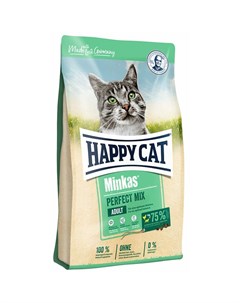 Сухой корм Minkas Perfect Mix для взрослых кошек с птицей ягненком и рыбой 1 5 кг Happy cat