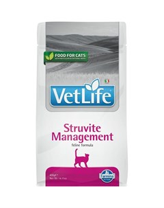 Vet Life Natural Diet Cat Management Struvite сухой корм для кошек при профилактике МКБ 400 г Farmina
