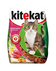 Полнорационный сухой корм для кошек с аппетитной телятинкой 350 г Kitekat
