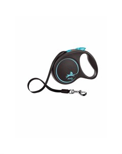 Black Design tape L поводок рулетка для собак голубая 5 м до 50 кг Flexi