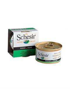 Влажный корм для кошек с тунцом и морскими водорослями кусочки в желе в консервах 85 г Schesir