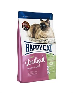 Сухой корм Adult Sterilised Weide Lamm для стерилизованных кошек с ягненком 1 4 кг Happy cat
