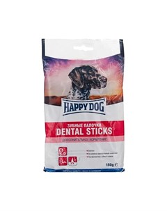 Лакомство для собак старше 5 месяцев для чистоты зубов зубные палочки с мясом и злаками 180 г Happy dog