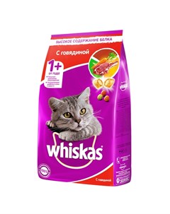 Полнорационный сухой корм для кошек вкусные подушечки с нежным паштетом аппетитный обед с говядиной Whiskas