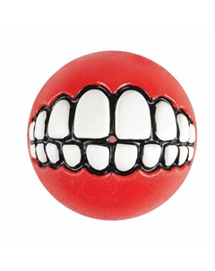 Игрушка для собак Grinz M мяч с принтом зубы и отверстием для лакомства Красный 64 мм Rogz