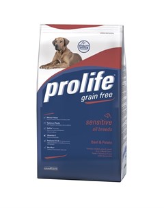 Dog Adult Grain Free беззерновой сухой корм для гиперчувствительных собак с говядиной и картофелем Prolife