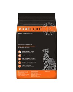 Сухой корм PureLuxe для длинношерстных кошек с курицей и лососем 1 5 кг Pure luxe