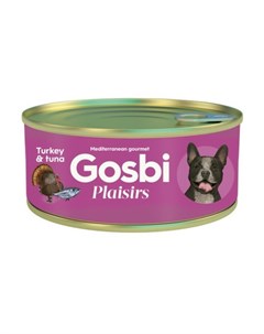 Влажный корм Plaisirs для взрослых собак с индейкой и тунцом 185 г Gosbi