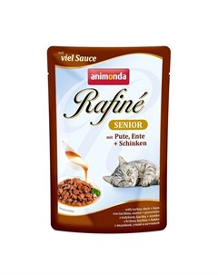 Rafine Soupe Senior влажный корм для пожилых кошек с индейкой уткой и ветчиной кусочки в подливе в п Animonda