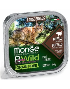 Cat BWild Grain Free полнорационный влажный корм для котят и кошек крупных пород беззерновой паштет  Monge