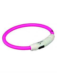 Светящийся ошейник для собак мигающий с USB XS S 35 см ф7 мм розовое Trixie