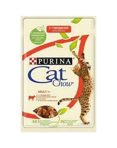 Влажный корм для взрослых кошек сговядиной и баклажанами в желе 85 г Cat chow