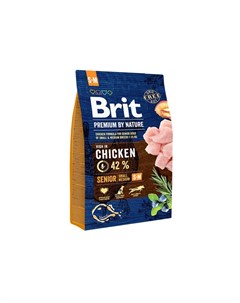 Premium by Nature Senior S M сухой корм для пожилых собак мелких и средних пород с курицей 3 кг Brit*