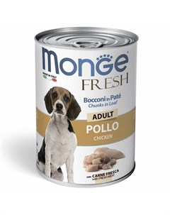 Dog Fresh Chunks in Loaf полнорационный влажный корм для собак мясной рулет из курицы кусочки в пашт Monge