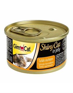 ShinyCat влажный корм для кошек из тунца с цыпленком кусочки в желе в консервах 70 г Gimcat