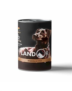 Влажный корм для собак всех пород с индейкой и уткой в консервах 400 г Landor