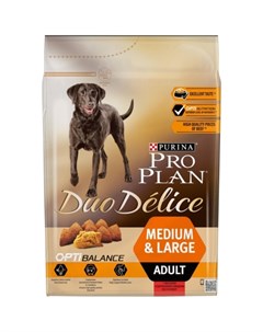 Сухой корм Purina Duo Delice для взрослых собак средних и крупных пород с говядиной и рисом 2 5 кг Pro plan