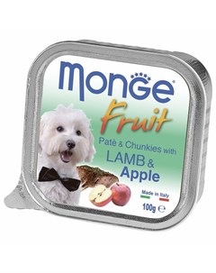 Dog Fresh полнорационный влажный корм для собак с ягненком и яблоком кусочки в паштете в ламистерах  Monge