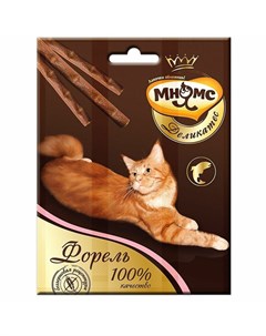 Деликатес лакомство для кошек лакомые палочки с форелью 9 см 4 г 3 шт в упаковке Мнямс