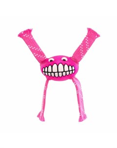 Игрушка для собак Flossy Grinz S с принтом зубы и пищалкой розовая 165 мм Rogz