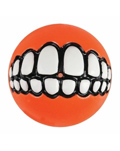 Игрушка для собак Grinz L мяч с принтом зубы и отверстием для лакомства Оранжевый 78 мм Rogz