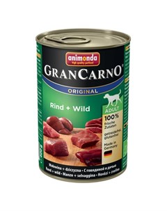Gran Carno Original Adult влажный корм для собак фарш из говядины и дичи в консервах 400 г Animonda