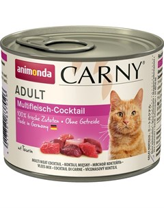 Carny Adult влажный корм для кошек фарш из мясного коктейля в консервах 200 г Animonda