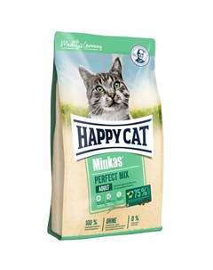 Minkas Perfect Mix полнорационный сухой корм для кошек с птицей рыбой и ягненком 4 кг Happy cat