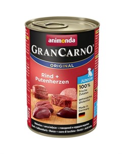 Gran Carno Original Junior влажный корм для щенков и юниоров тушенка с говядиной и сердцем индейки в Animonda