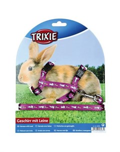 Шлейка для кролика с поводком 10 мм 1 20 м нейлоновая с рисунком 25 44 см Trixie